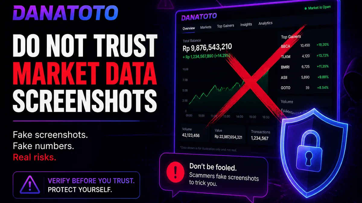 Jangan percaya screenshot data pasar dari chat